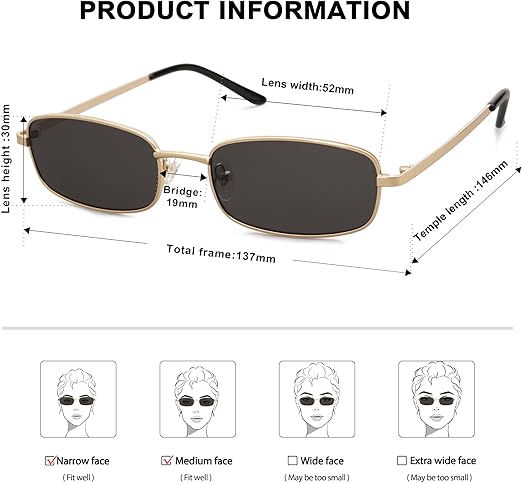 Women's Sunglasses Retro Slim Rectangle