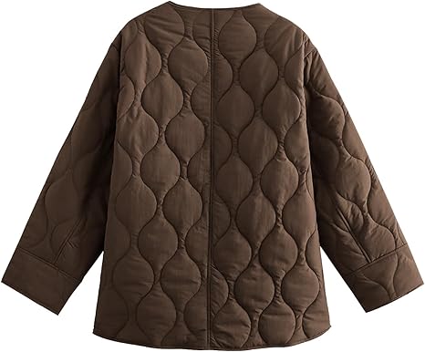 Women's Quilted Lightweight Jackets Button Down Puffer Jacket Coats Fashion Warm Padded Outwear with Pockets